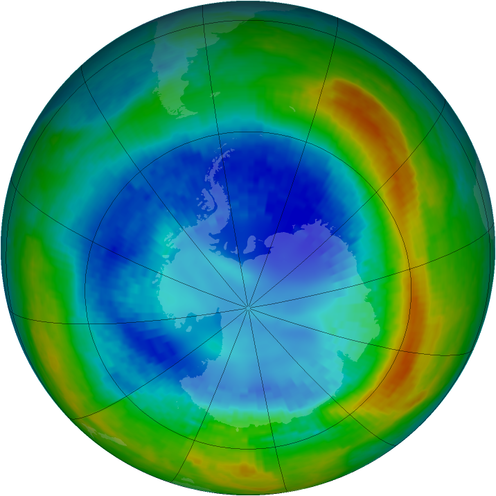 Antarctic ozone map for 28 August 2004